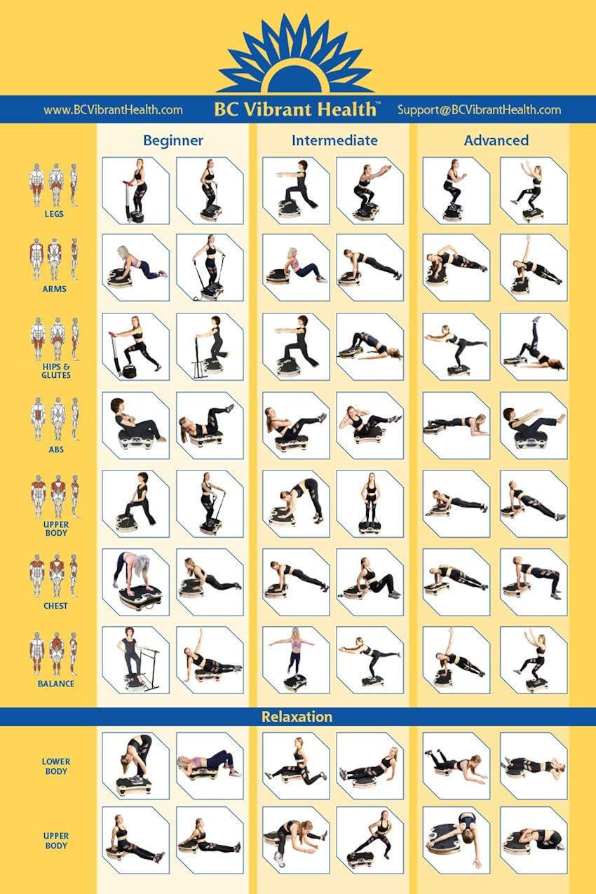 Vibration Plate Quick Exercise Chart Poster Whole Body Exercise Chart ...